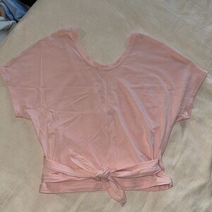 Lululemon light pink wrap tie shirt.